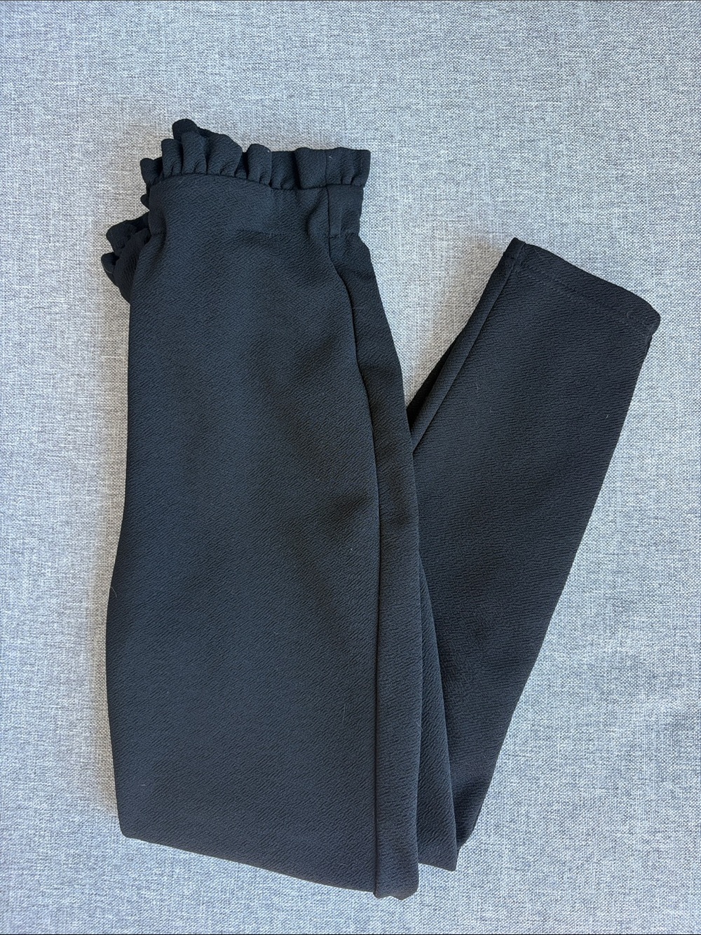 SHEIN Black Skinny Pants with Ruffle Waist